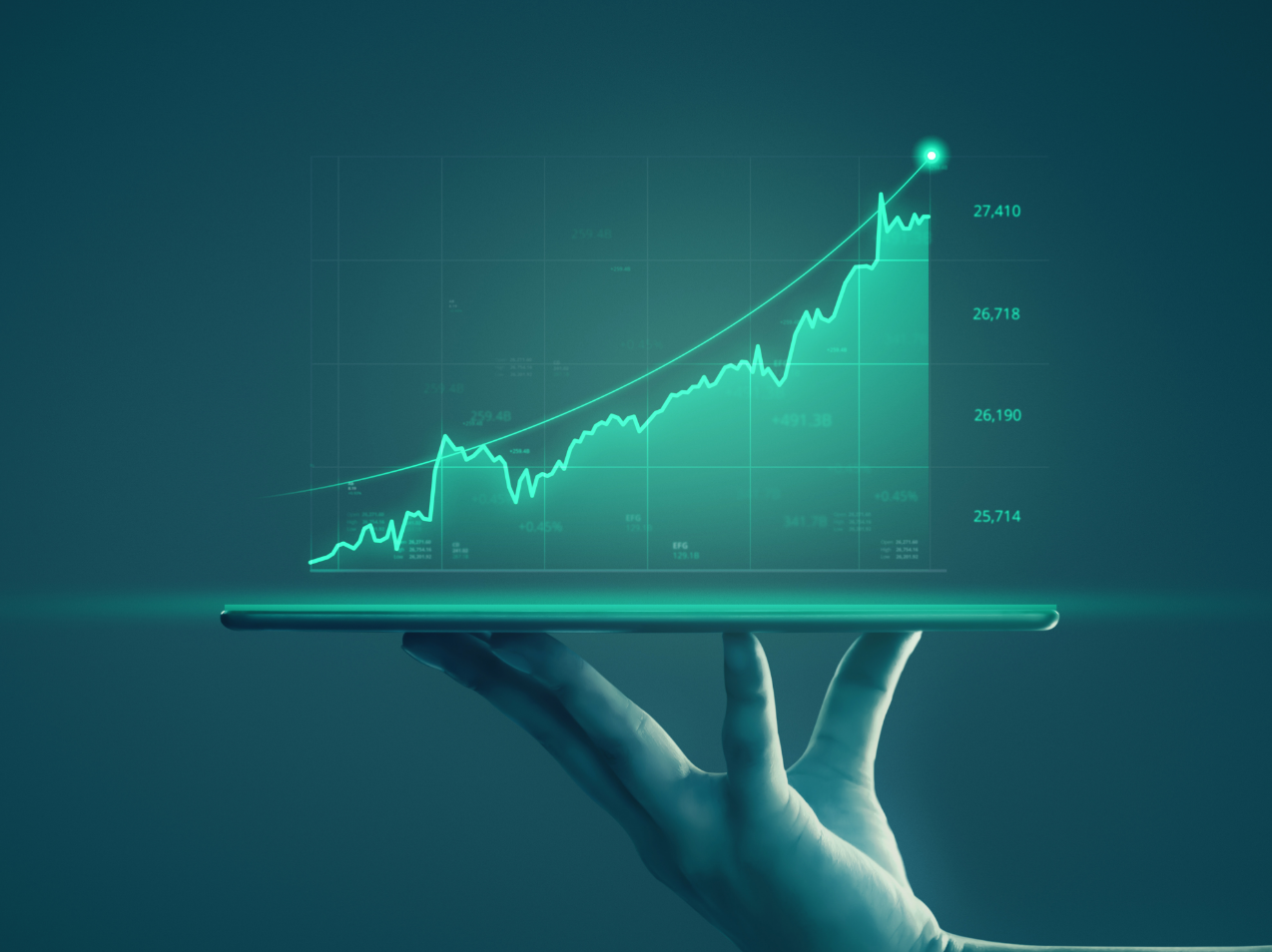 businessman-holding-tablet-showing-holographic-graphs-stock-market-statistics-gain-profits